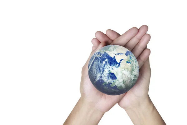 Globe ,earth in human hand. Earth image provided by Nasa — Stock Photo, Image