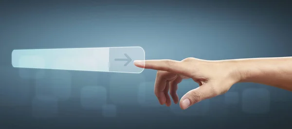 手に触れるボタン画面インターフェイスグローバル接続カスタム — ストック写真