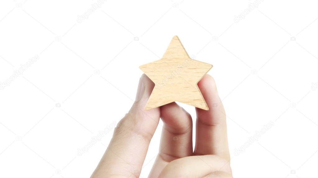 Hand of putting increase wood five star shape