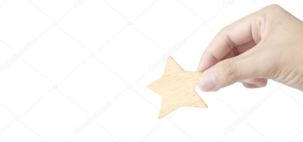 Hand of putting increase wood five star shape