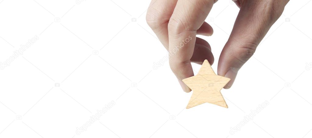 Hand of putting increase wood five star shape