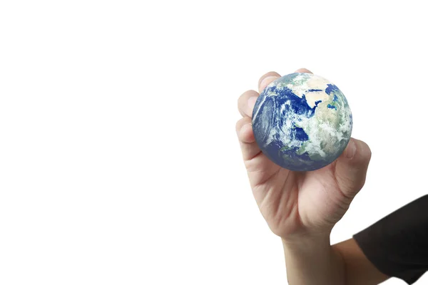 Globe, aarde in de hand van de mens. Aardebeeld geleverd door Nasa — Stockfoto