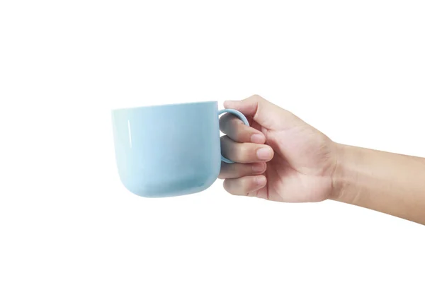 Mano sosteniendo la taza de plástico como un vertido — Foto de Stock