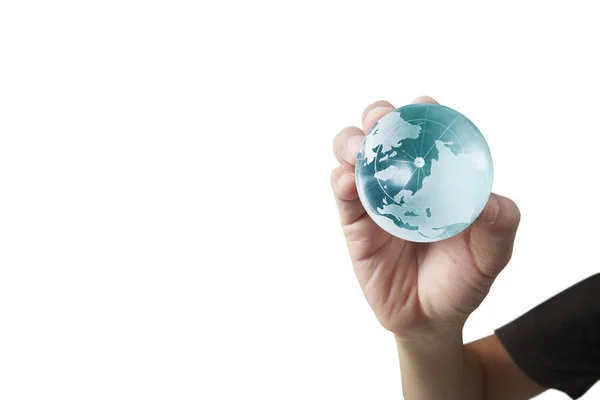 Globe ,earth in human hand, . Earth image provided by Nasa — Stock Photo, Image
