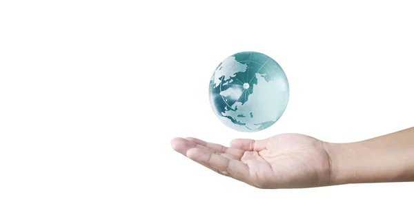 Globus, ziemia w ludzkiej ręce. Obraz Ziemi dostarczony przez Nasa — Zdjęcie stockowe