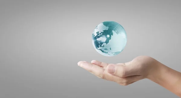 Globe ,earth in human hand, . Earth image provided by Nasa — Stock Photo, Image