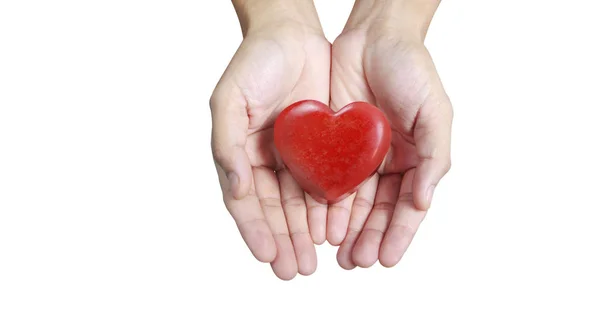 Hands holding a red heart .health donation concepts — Stock Photo, Image