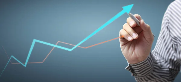 Kézrajz diagram, grafikon növekedési állomány — Stock Fotó