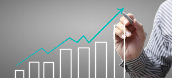 Hand drawing  chart, graph stock of growth