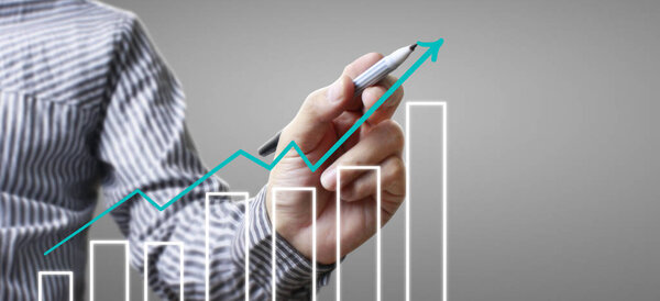 Hand drawing  chart, graph stock of growth