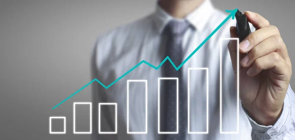 Cuadro de dibujo a mano, gráfico de stock de crecimiento —  Fotos de Stock