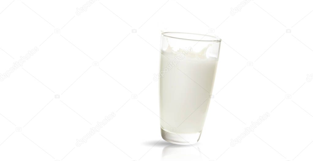 Glass of milk isolated on white Dairy product close up 