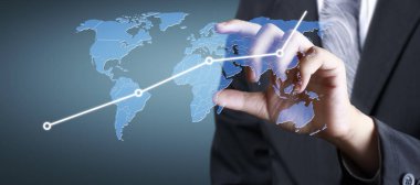 Finansal gösterge muhasebe pazarının grafiklerine elle dokunmak 