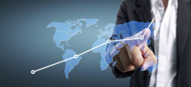 Finansal gösterge muhasebe pazarının grafiklerine elle dokunmak 