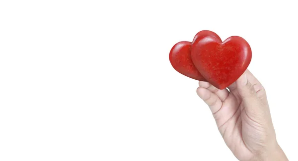 Manos sosteniendo conceptos de corazón rojo, salud del corazón y donación —  Fotos de Stock