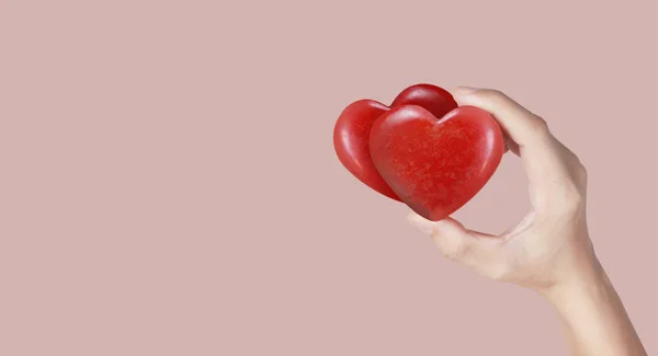 Hands holding red heart, heart health, and donation concepts — Stock Photo, Image