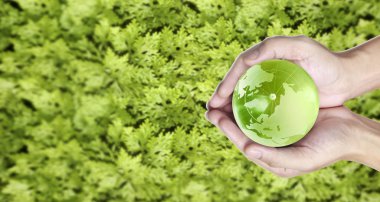 Küre , insan elinde toprak. Nasa tarafından sağlanan Dünya görüntüsü