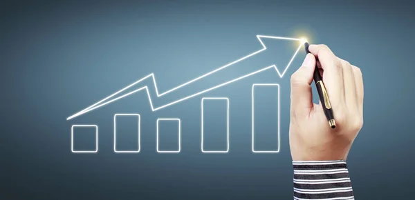 Hand drawing chart, graph stock of growth — Stock Photo, Image