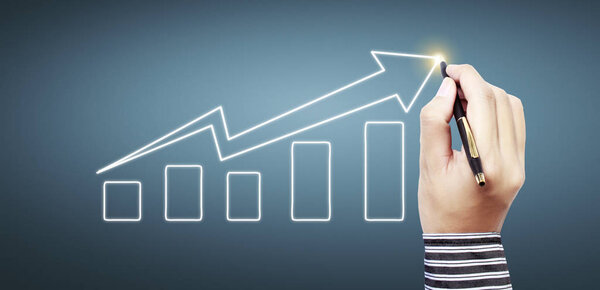 Hand drawing chart, graph stock of growth