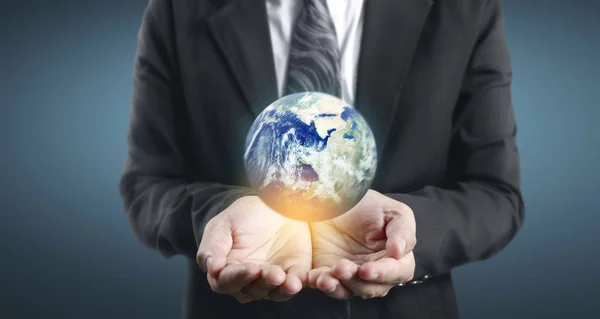 Globe ,earth in human hand. Earth image provided by Nasa — Stock Photo, Image