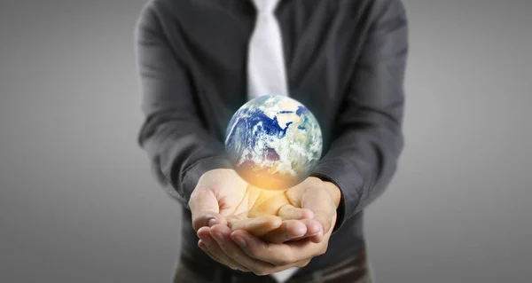 Globe ,earth in human hand. Earth image provided by Nasa — Stock Photo, Image