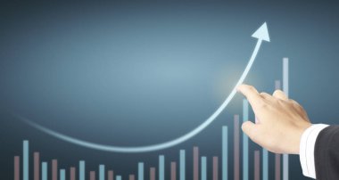 Finansal gösterge ve muhasebe piyasa analizi grafiklerine elle dokunmak