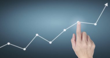 Finansal gösterge ve muhasebe piyasa analizi grafiklerine elle dokunmak