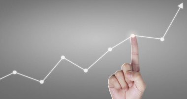 Finansal gösterge ve muhasebe piyasa analizi grafiklerine elle dokunmak