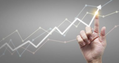 Finansal gösterge ve muhasebe piyasa analizi grafiklerine elle dokunmak