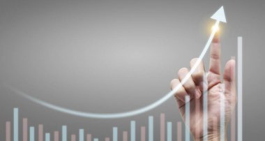 Finansal gösterge ve muhasebe piyasa analizi grafiklerine elle dokunmak