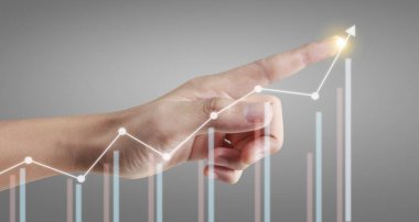 Finansal gösterge ve muhasebe piyasa analizi grafiklerine elle dokunmak