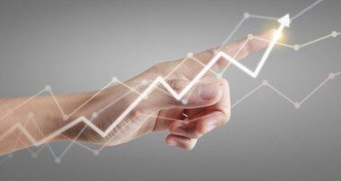 Finansal gösterge ve muhasebe piyasa analizi grafiklerine elle dokunmak