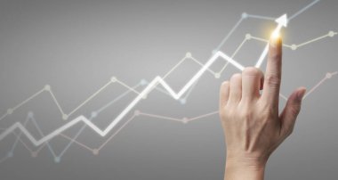 Finansal gösterge ve muhasebe piyasa analizi grafiklerine elle dokunmak