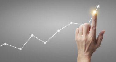 Finansal gösterge ve muhasebe piyasa analizi grafiklerine elle dokunmak