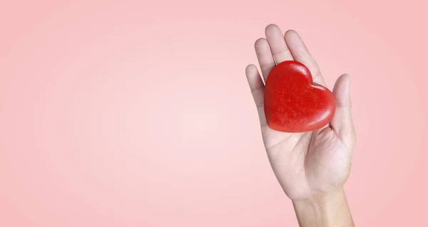 Mani Con Cuore Rosso Salute Del Cuore Concetti Donazione — Foto Stock