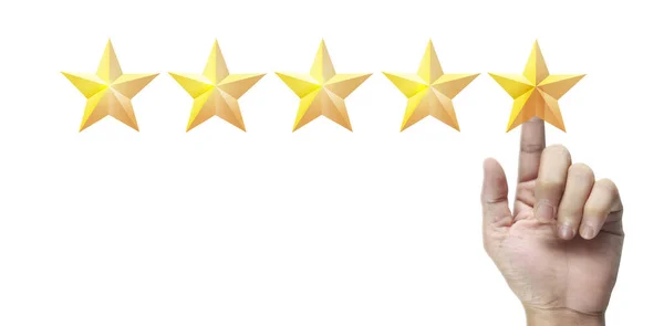 Hand Touching Rise Increasing Five Stars Increase Rating Evaluation Classification — Stock Photo, Image