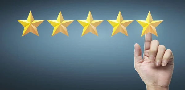 Hand Touching Rise Increasing Five Stars Increase Rating Evaluation Classification — Stock Photo, Image