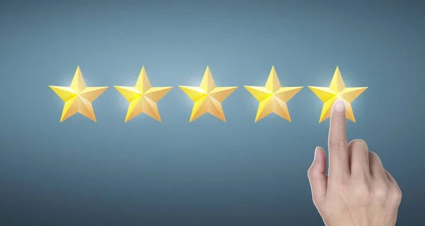 Hand Touching Rise Increasing Five Stars Increase Rating Evaluation Classification — Stock Photo, Image