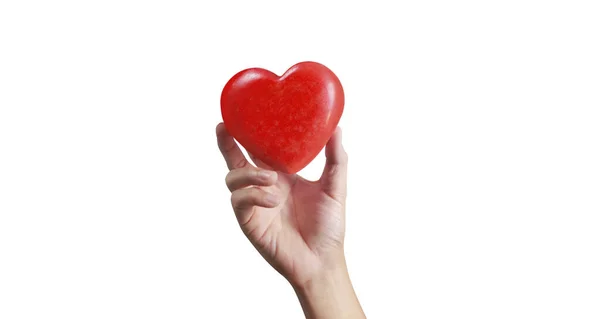 Mani Con Cuore Rosso Salute Del Cuore Concetti Donazione — Foto Stock