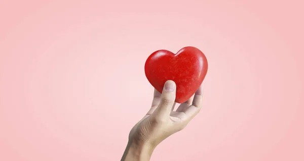 Hands Holding Red Heart Heart Health Donation Concepts — Stock Photo, Image