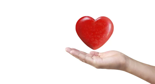 Mani Con Cuore Rosso Salute Del Cuore Concetti Donazione — Foto Stock