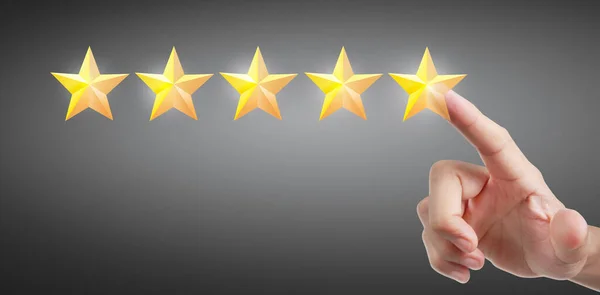 Hand Touching Rise Increasing Five Stars Increase Rating Evaluation Classification — Stock Photo, Image