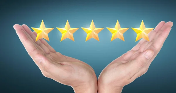 Hand Touching Rise Increasing Five Stars Increase Rating Evaluation Classification — Stock Photo, Image