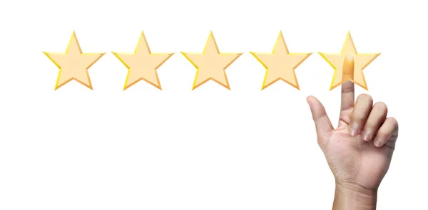 Hand Touching Rise Increasing Five Stars Increase Rating Evaluation Classification — Stock Photo, Image