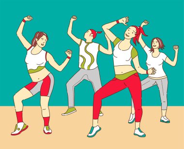 dansçılar vektör çizim grup