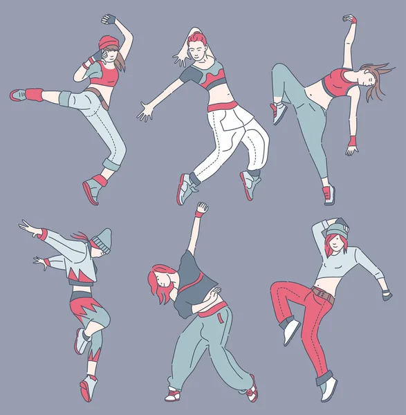 Group Dancers Vector Illustration — Stock Vector