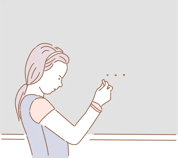 Εικονογράφηση Διάνυσμα Κινουμένων Σχεδίων Του Σχολείου Κορίτσι Στο Μάθημα Κάθεται — Διανυσματικό Αρχείο