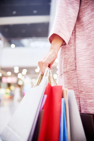 Vértes Fiatal Gazdaság Papír Táskák Vásárlás Közben Shopping Mall — Stock Fotó