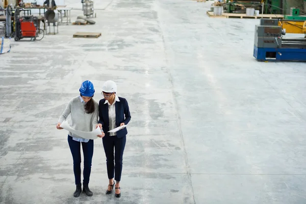 Concentrated Female Investor Working Young Architect Who Showing Sketch Boss — Stock Photo, Image