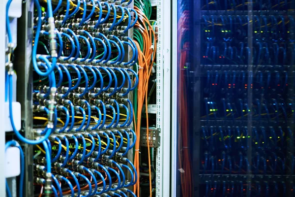 Hintergrundbild Von Supercomputer Serverschränken Mit Drähten Forschungszentrum — Stockfoto